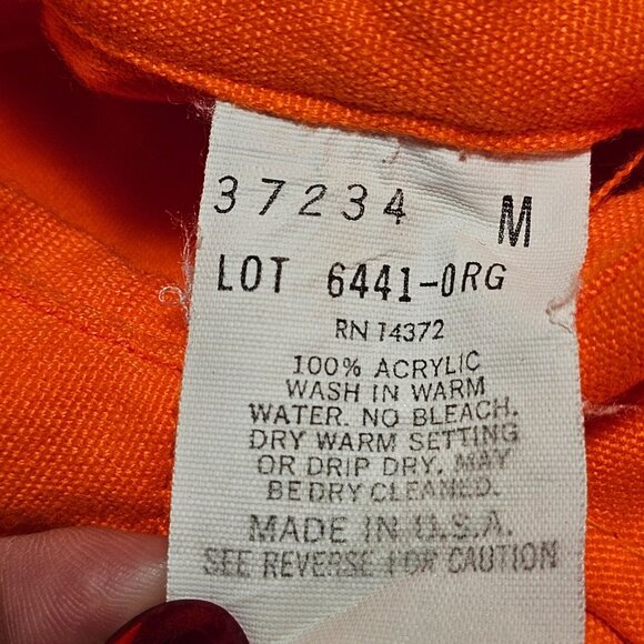 VTG 80s Five Brother Flannel Shirt Men's M Blaze Orange Safety Hunting Work USA - Picture 6 of 11